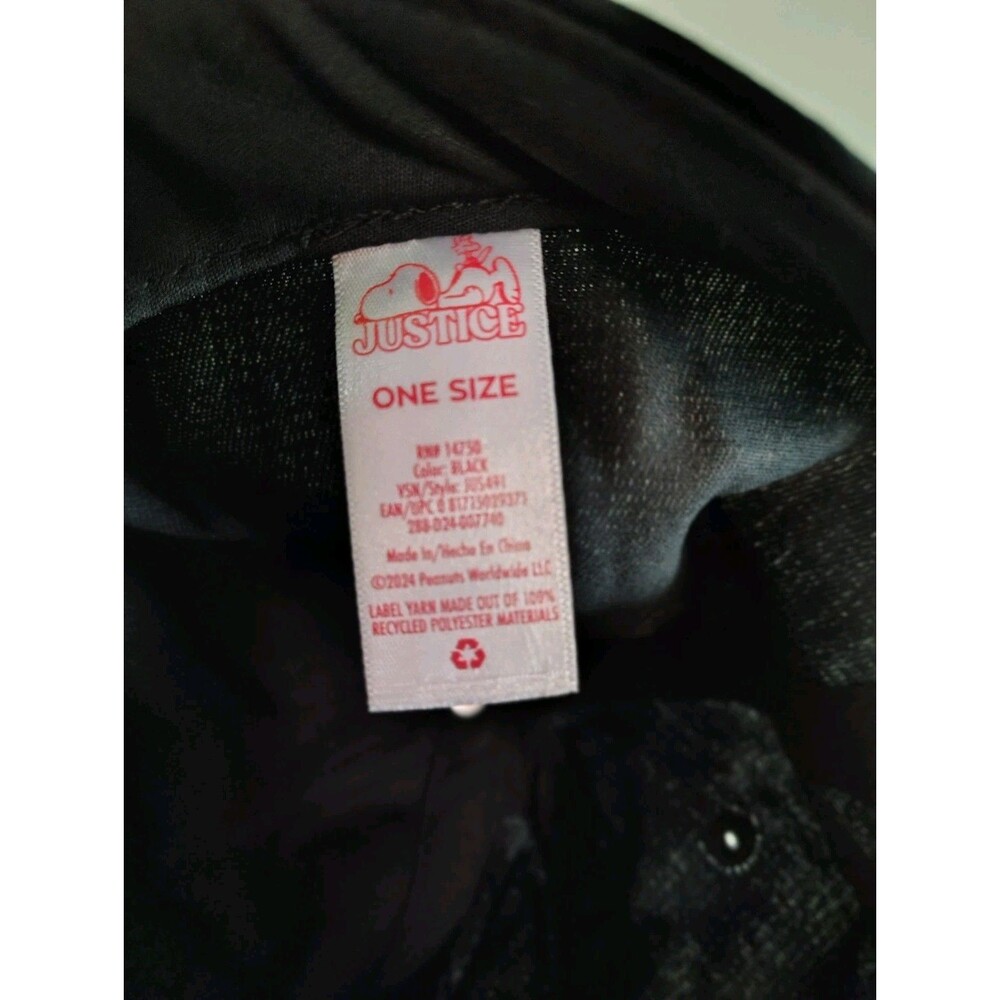 Snoopy Justice "Justice" Patch Biker Dog Hat Silver Sparkle Brim One Size - Picture 4 of 9